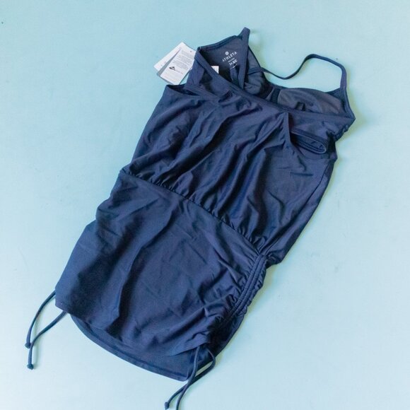 NEW Athleta Navy Blue Side Scrunch Scoop Neck Tankini Top Size 34 B/C - Picture 9 of 9